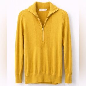 Canary Yellow Tory Burch Quarter ZIP Sweater Small